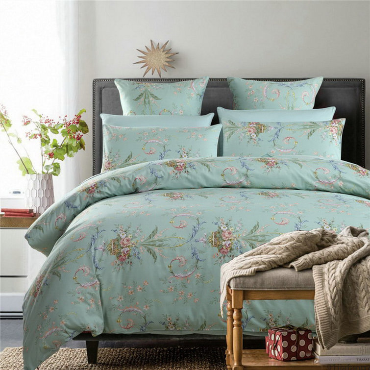 Ophelia & Co. Kronqui Green Sateen 400 TC Reversible Traditional 4